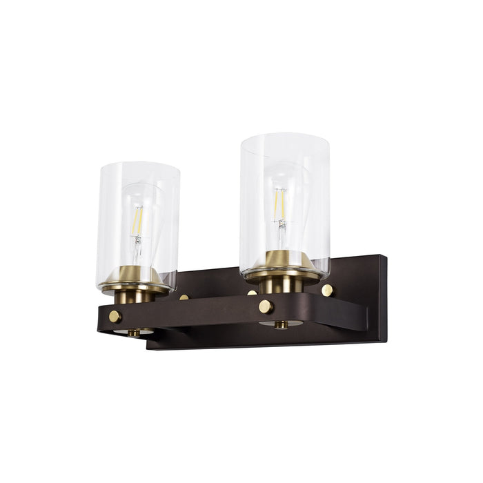 Nelson Lighting NL75559 Malcom Wall Lamp 2 Light Brown Oxide/Bronze With Clear Glass Shades