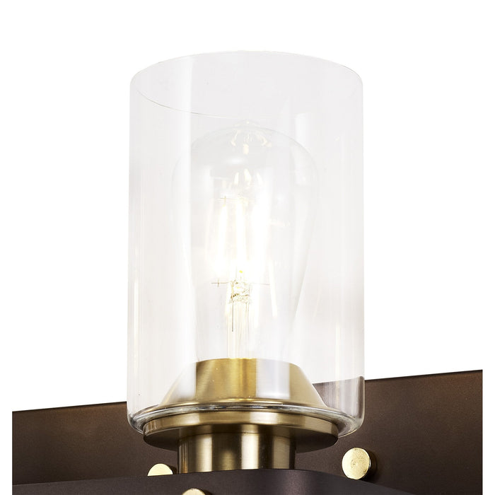 Nelson Lighting NL75559 Malcom Wall Lamp 2 Light Brown Oxide/Bronze With Clear Glass Shades