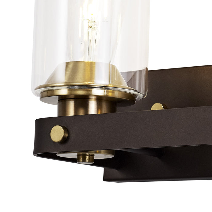 Nelson Lighting NL75559 Malcom Wall Lamp 2 Light Brown Oxide/Bronze With Clear Glass Shades