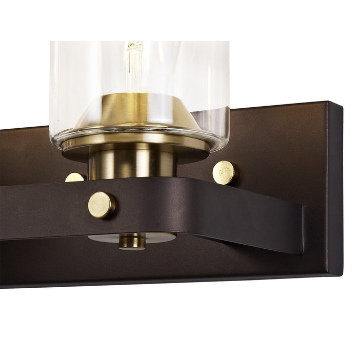 Nelson Lighting NL75559 Malcom Wall Lamp 2 Light Brown Oxide/Bronze With Clear Glass Shades