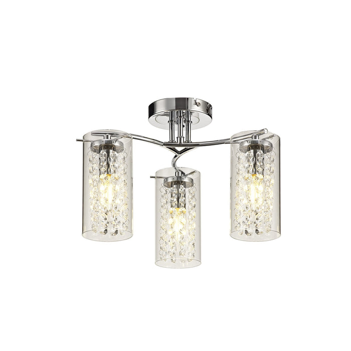 Nelson Lighting NL70449 Minnie Semi Ceiling 3 Light Polished Chrome/Crystal/Glass