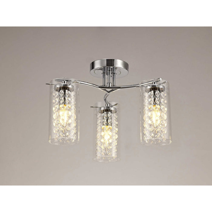 Nelson Lighting NL70449 Minnie Semi Ceiling 3 Light Polished Chrome/Crystal/Glass