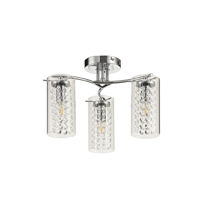 Nelson Lighting NL70449 Minnie Semi Ceiling 3 Light Polished Chrome/Crystal/Glass