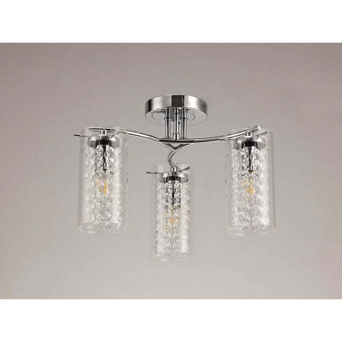 Nelson Lighting NL70449 Minnie Semi Ceiling 3 Light Polished Chrome/Crystal/Glass