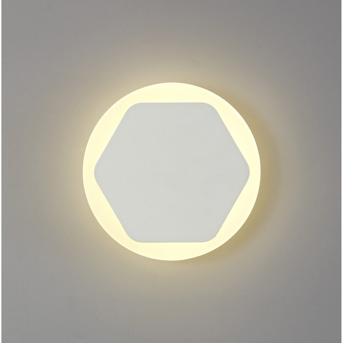 Nelson Lighting NLK03939 Modena Magnetic Base Wall Lamp LED 15/19cm Horizontal Hexagonal Centre Sand White/Round Acrylic Frosted Diffuser