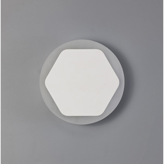 Nelson Lighting NLK03939 Modena Magnetic Base Wall Lamp LED 15/19cm Horizontal Hexagonal Centre Sand White/Round Acrylic Frosted Diffuser