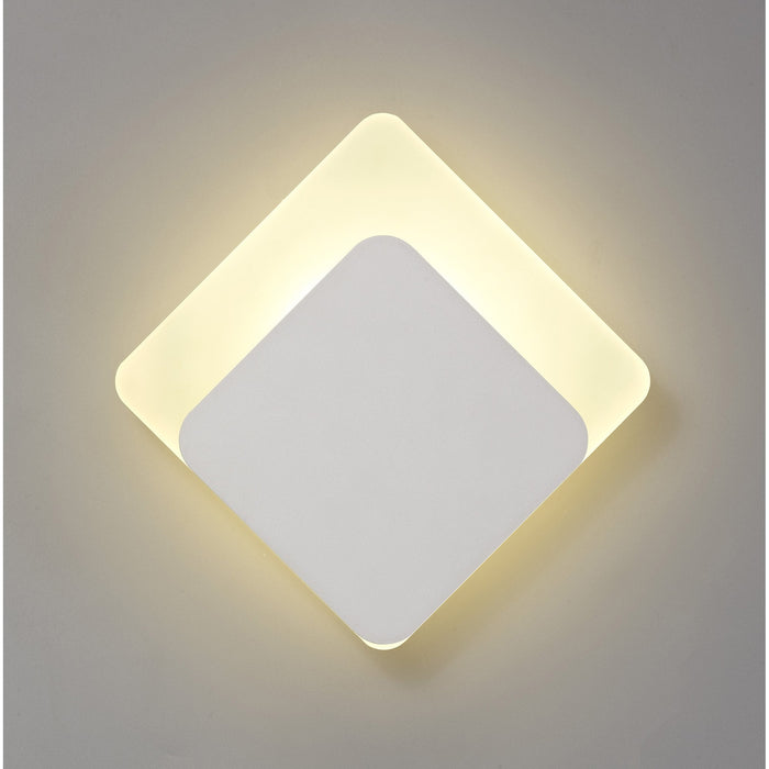Nelson Lighting NLK03989 Modena Magnetic Base Wall Lamp LED 15/19cm Diamond Bottom Offset Sand White/Acrylic Frosted Diffuser