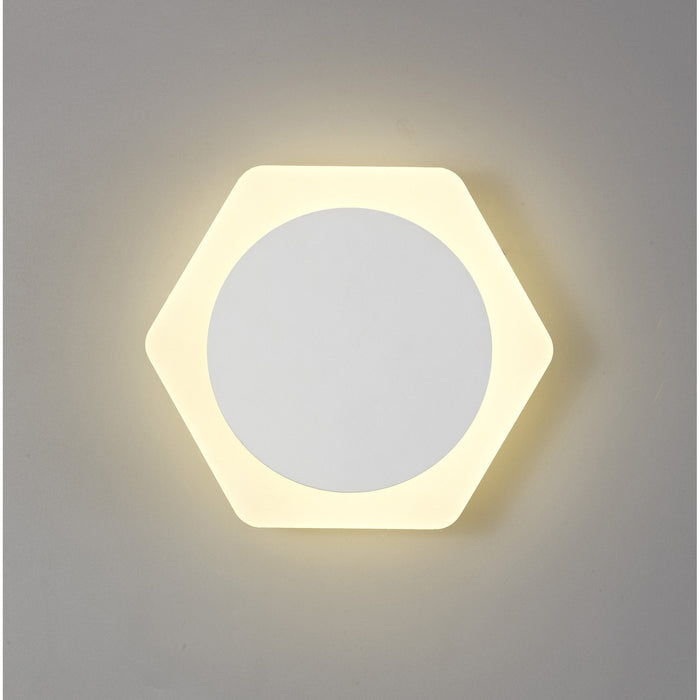 Nelson Lighting NLK04079 Modena Magnetic Base Wall Lamp LED 15cm Round 19cm Horizontal Hexagonal Centre Sand White/Acrylic Frosted Diffuser