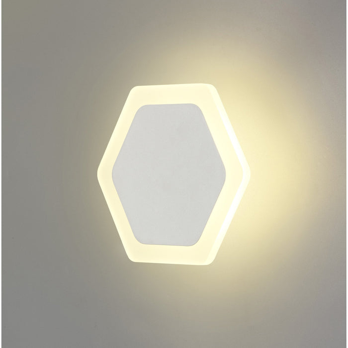 Nelson Lighting NLK04089 Modena Magnetic Base Wall Lamp LED 15/19cm Horizontal Hexagonal Centre Sand White/Acrylic Frosted Diffuser