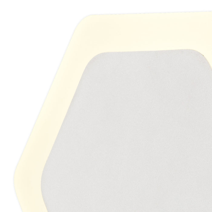 Nelson Lighting NLK04089 Modena Magnetic Base Wall Lamp LED 15/19cm Horizontal Hexagonal Centre Sand White/Acrylic Frosted Diffuser