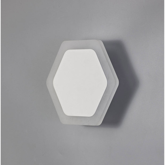 Nelson Lighting NLK04089 Modena Magnetic Base Wall Lamp LED 15/19cm Horizontal Hexagonal Centre Sand White/Acrylic Frosted Diffuser