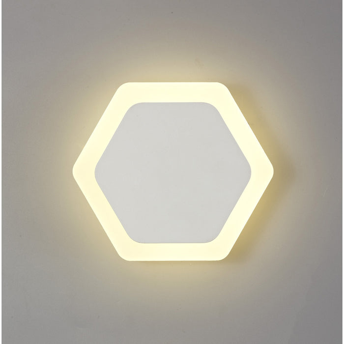 Nelson Lighting NLK04089 Modena Magnetic Base Wall Lamp LED 15/19cm Horizontal Hexagonal Centre Sand White/Acrylic Frosted Diffuser