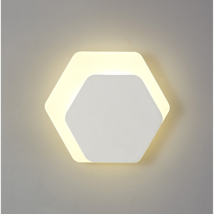 Nelson Lighting NLK04129 Modena Magnetic Base Wall Lamp LED 15/19cm Horizontal Hexagonal Right Offset Sand White/Acrylic Frosted Diffuser