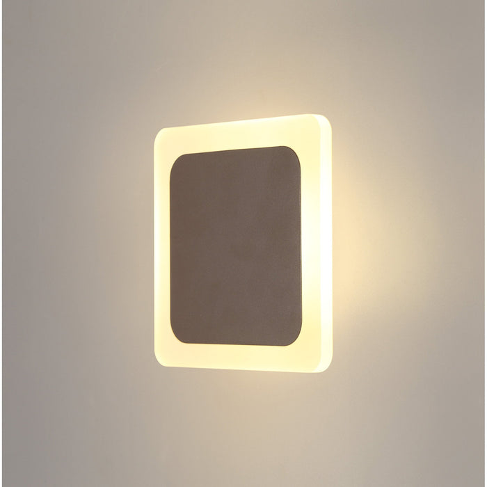 Nelson Lighting NLK04329 Modena Magnetic Base Wall Lamp LED 15/19cm Square Centre Coffee/Acrylic Frosted Diffuser