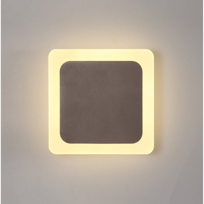 Nelson Lighting NLK04329 Modena Magnetic Base Wall Lamp LED 15/19cm Square Centre Coffee/Acrylic Frosted Diffuser