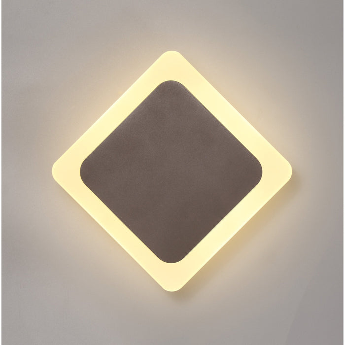 Nelson Lighting NLK04339 Modena Magnetic Base Wall Lamp LED 15/19cm Diamond Centre Coffee/Acrylic Frosted Diffuser