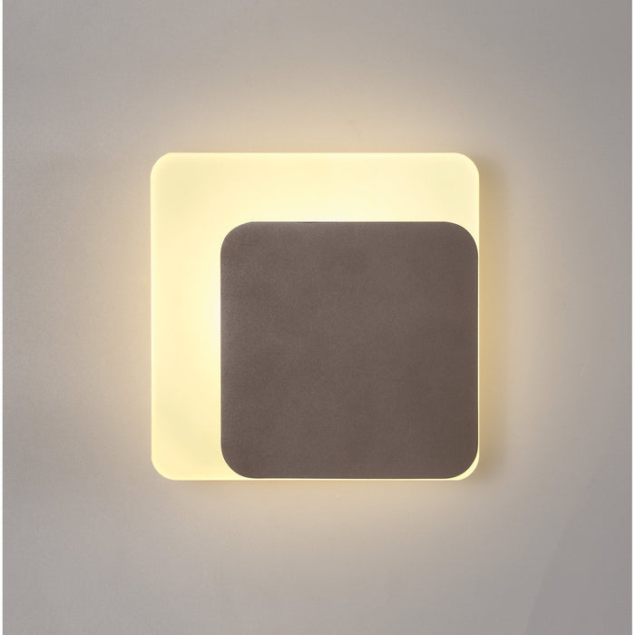 Nelson Lighting NLK04349 Modena Magnetic Base Wall Lamp LED 15/19cm Square Right Offset Coffee/Acrylic Frosted Diffuser