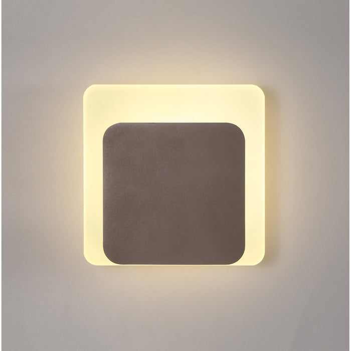 Nelson Lighting NLK04369 Modena Magnetic Base Wall Lamp LED 15/19cm Square Bottom Offset Coffee/Acrylic Frosted Diffuser