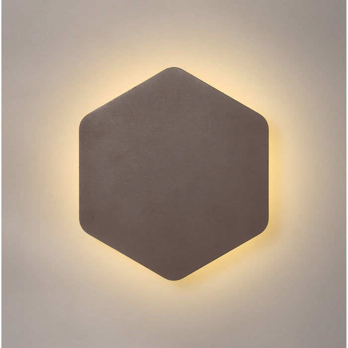 Nelson Lighting NLK04439 Modena Magnetic Base Wall Lamp LED 20/19cm Vertical Hexagonal Centre Coffee/Acrylic Frosted Diffuser