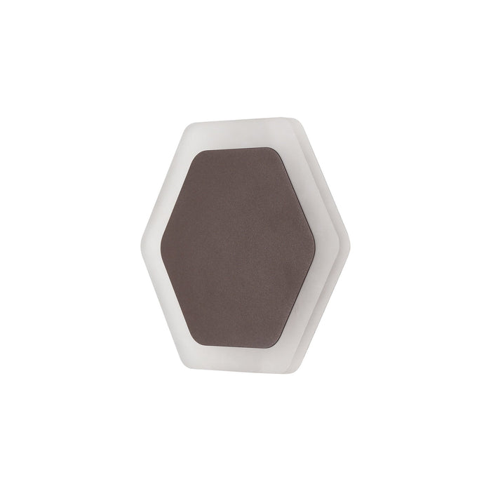 Nelson Lighting NLK04459 Modena Magnetic Base Wall Lamp LED 15/19cm Horizontal Hexagonal Centre Coffee/Acrylic Frosted Diffuser