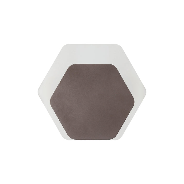 Nelson Lighting NLK04489 Modena Magnetic Base Wall Lamp LED 15/19cm Horizontal Hexagonal Bottom Offset Coffee/Acrylic Frosted Diffuser