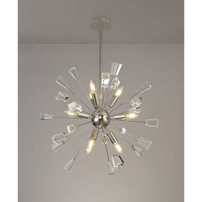 Nelson Lighting NL73929 Nellie Sputnik Pendant 9 Light Polished Nickel/Crystal