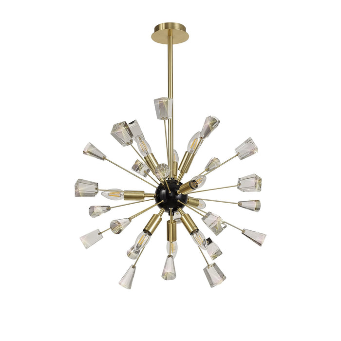 Nelson Lighting NL73939 Nellie Pendant Sputnik 9 Light Brushed Gold & Gloss Black/Crystal