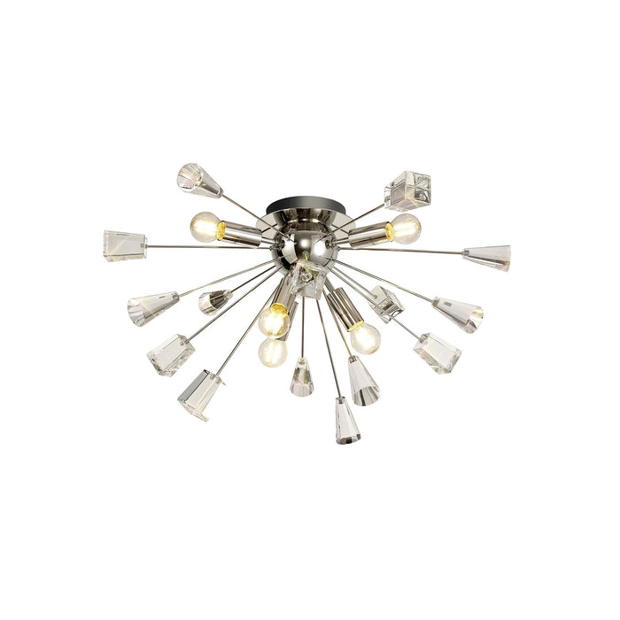 Nelson Lighting NL80619 Nellie Ceiling Sputnik 6 Light Polished Nickel/Crystal