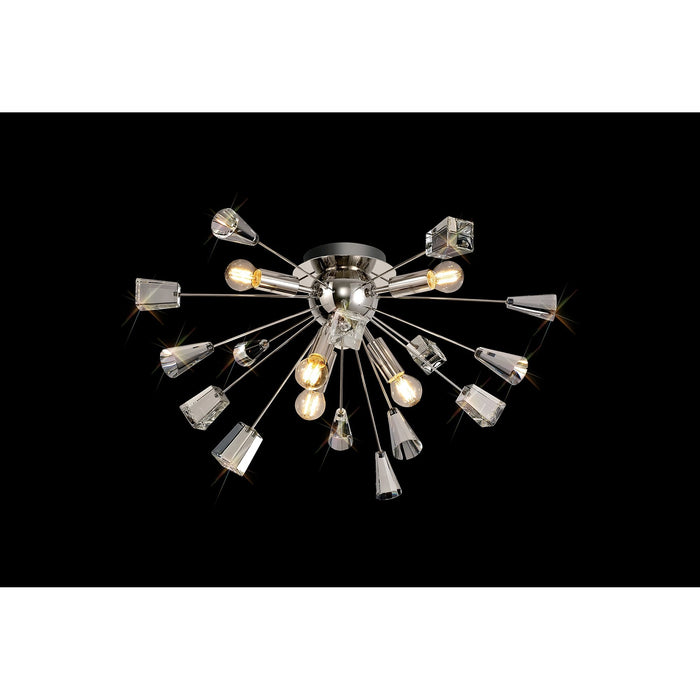 Nelson Lighting NL80619 Nellie Ceiling Sputnik 6 Light Polished Nickel/Crystal