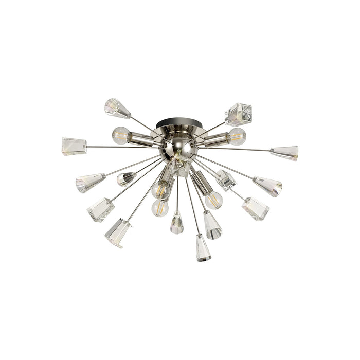 Nelson Lighting NL80619 Nellie Ceiling Sputnik 6 Light Polished Nickel/Crystal