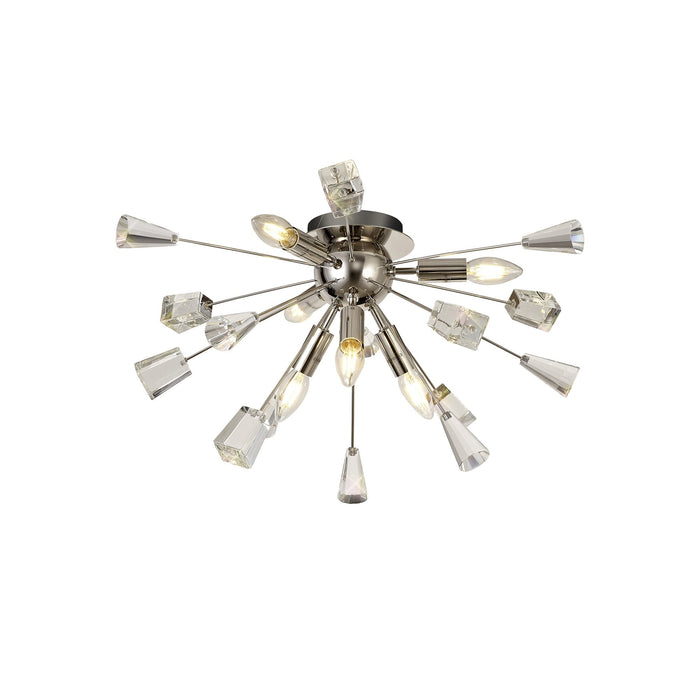 Nelson Lighting NL80619 Nellie Ceiling Sputnik 6 Light Polished Nickel/Crystal