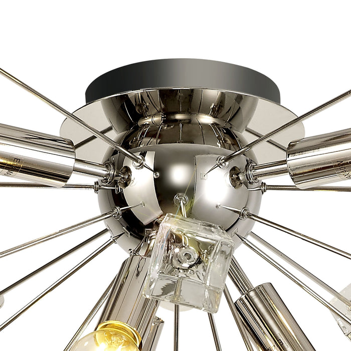 Nelson Lighting NL80619 Nellie Ceiling Sputnik 6 Light Polished Nickel/Crystal