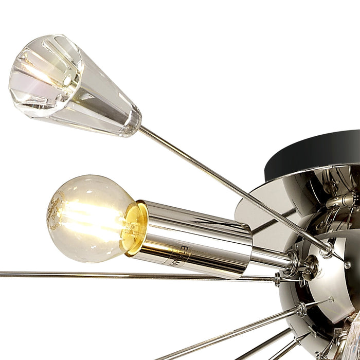 Nelson Lighting NL80619 Nellie Ceiling Sputnik 6 Light Polished Nickel/Crystal