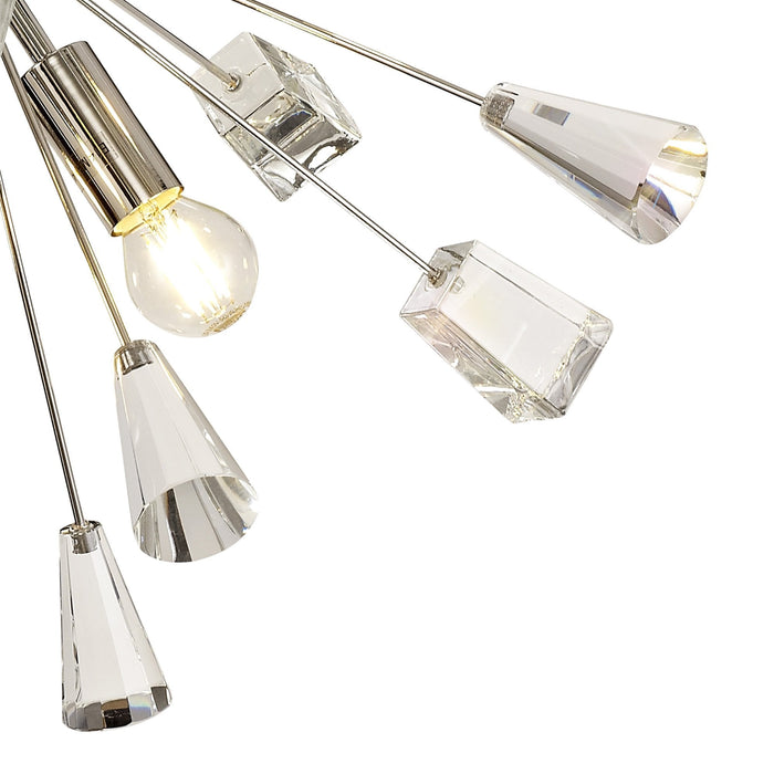 Nelson Lighting NL80619 Nellie Ceiling Sputnik 6 Light Polished Nickel/Crystal