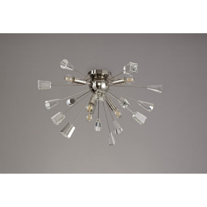 Nelson Lighting NL80619 Nellie Ceiling Sputnik 6 Light Polished Nickel/Crystal