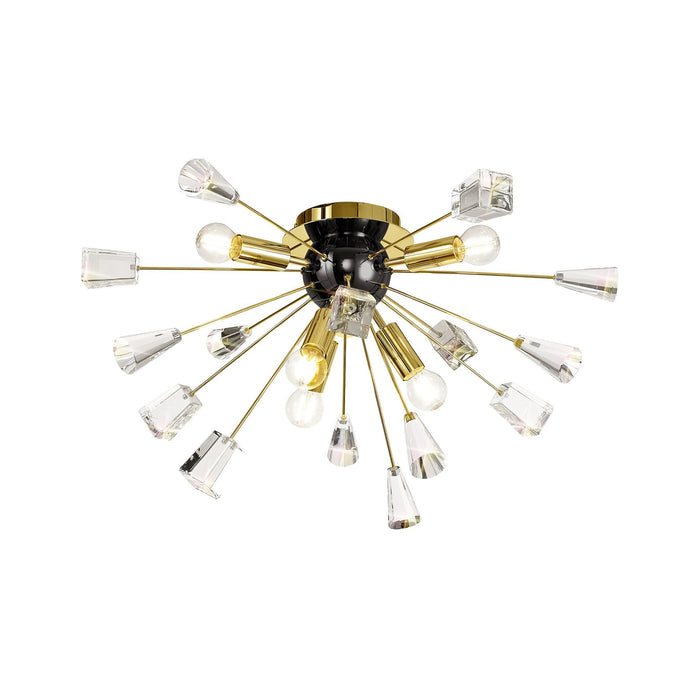 Nelson Lighting NL80629 Nellie Ceiling Sputnik 6 Light Brushed Gold & Gloss Black/Crystal