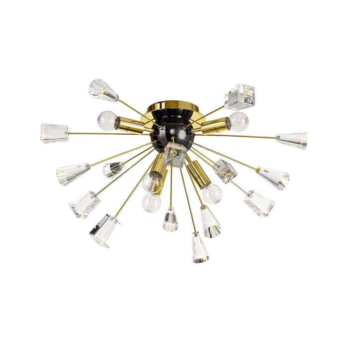 Nelson Lighting NL80629 Nellie Ceiling Sputnik 6 Light Brushed Gold & Gloss Black/Crystal