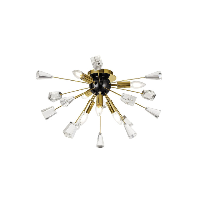 Nelson Lighting NL80629 Nellie Ceiling Sputnik 6 Light Brushed Gold & Gloss Black/Crystal