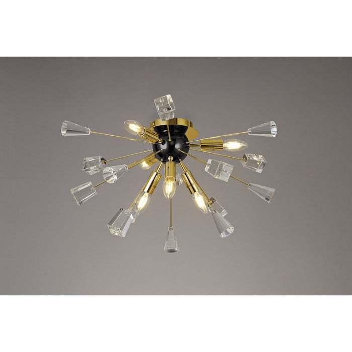 Nelson Lighting NL80629 Nellie Ceiling Sputnik 6 Light Brushed Gold & Gloss Black/Crystal