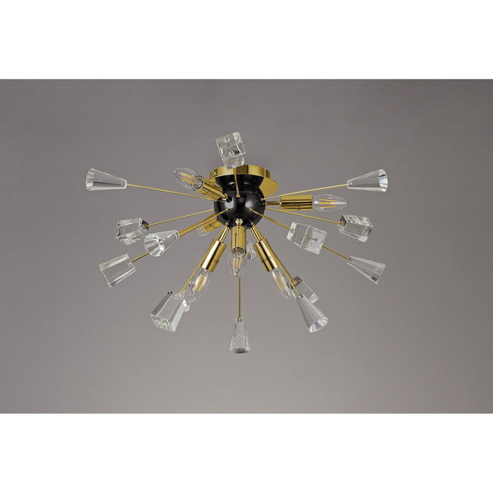 Nelson Lighting NL80629 Nellie Ceiling Sputnik 6 Light Brushed Gold & Gloss Black/Crystal