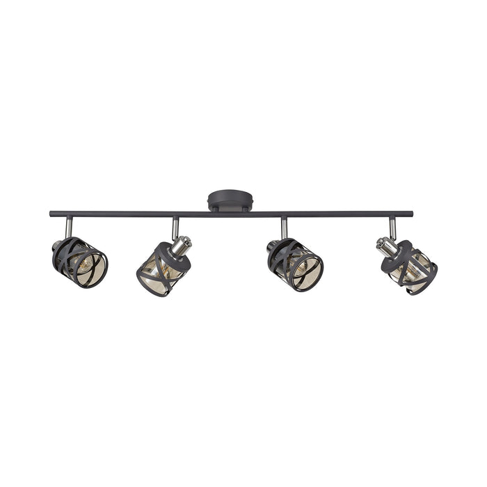 Nelson Lighting NL81139 Nivarna 4Bar Light Spot Light Matt Grey/Polished Chrome/Cognac