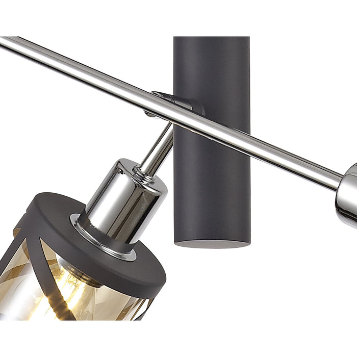 Nelson Lighting NL81179 Nivarna 4 Light Adjustable Pendant Matt Grey/Polished Chrome/Cognac