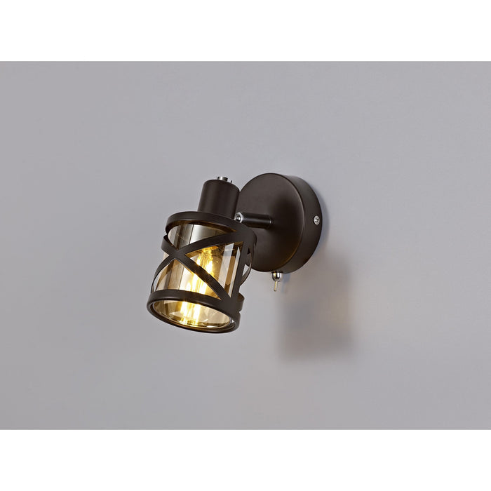 Nelson Lighting NL81439 Nivarna 1 Light Spot Light Oiled Bronze/Polished Chrome/Amber