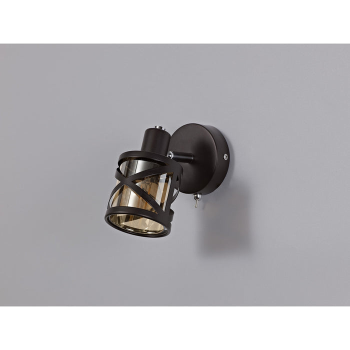 Nelson Lighting NL81439 Nivarna 1 Light Spot Light Oiled Bronze/Polished Chrome/Amber