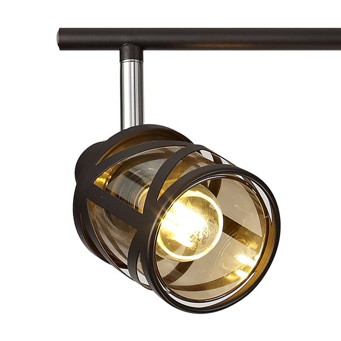 Nelson Lighting NL81459 Nivarna 4 Light Bar Spot Light Oiled Bronze/Polished Chrome/Amber