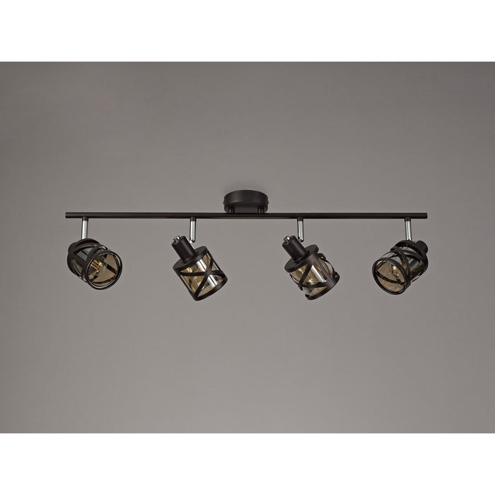 Nelson Lighting NL81459 Nivarna 4 Light Bar Spot Light Oiled Bronze/Polished Chrome/Amber