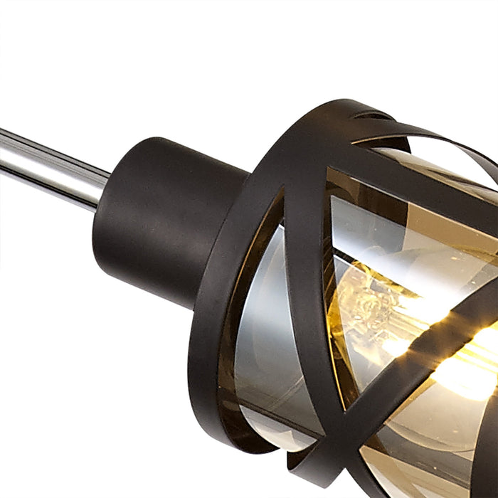 Nelson Lighting NL81499 Nivarna 4 Light Adjustable Pendant Oiled Bronze/Polished Chrome/Amber