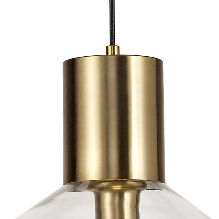 Nelson Lighting NL81349 Olivia Wide Pendant 1 Light Ancient Brass/Clear Glass