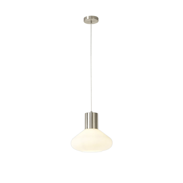 Nelson Lighting NL84649 Olivia Wide Pendant Satin Nickel/Opal Glass & Clear Twisted Cable