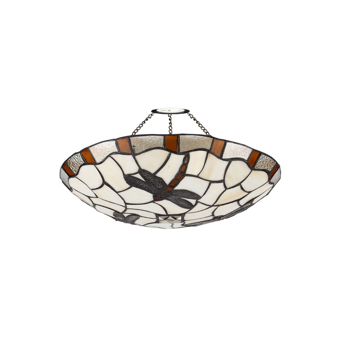 Nelson Lighting NLK01419 Oonagh 1 Light Pendant With 35cm Tiffany Shade Amber/Chrome/Clear Crystal/Black